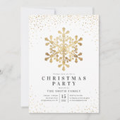 Schneeflocken-Imitate Gold Weihnachts-Party Einladung (Vorderseite)