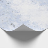 Schneeflocken Imitate in blauen Pastellfarben aus  Geschenkpapier (Ecke)