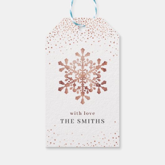 Schneeflocken-Imitate Rose Weihnachten Geschenkanhänger (Rückseite)