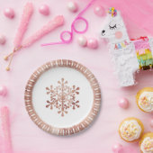 Schneeflocken-Imitate Rose Weihnachten Pappteller (Party)