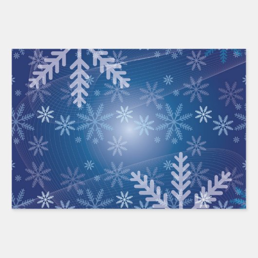 Schneeflocken in Blau Geschenkpapier Set (Vorderseite 2)