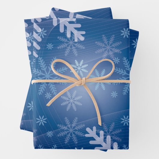 Schneeflocken in Blau Geschenkpapier Set (Beispiel)