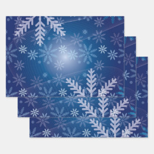 Schneeflocken in Blau Geschenkpapier Set