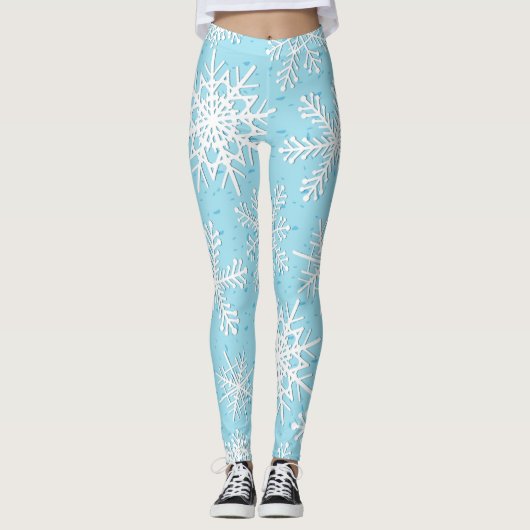 Schneeflocken in blau leggings (Vorderseite)