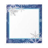 Schneeflocken in Blau Notizblock (Vorderseite)