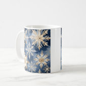 Schneeflocken in Blau und Gold Kaffeetasse (Vorderseite Links)