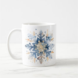 Schneeflocken in Blau und Gold Kaffeetasse