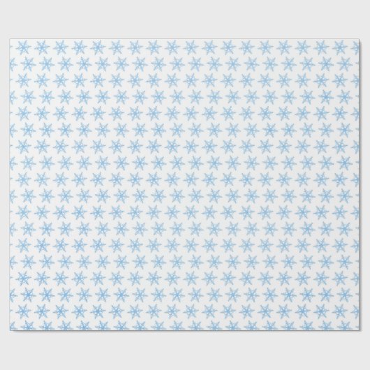 Schneeflocken in blauer Farbe auf weißem Hintergru Geschenkpapier (Flach)