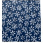 Schneeflocken in dunkelblau duschvorhang (Vorderseite)