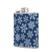 Schneeflocken in dunkelblau flachmann (Links)