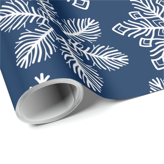 Schneeflocken in dunkelblau geschenkpapier (Rolleneckpunkt)
