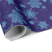 Schneeflocken in dunkelblau geschenkpapier (Rolleneckpunkt)