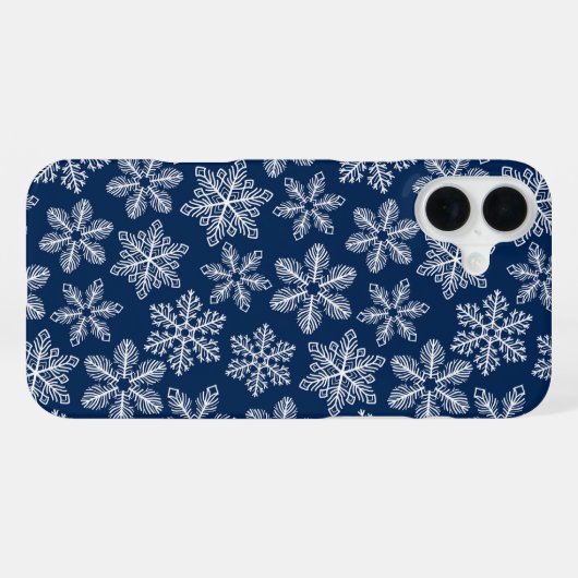 Schneeflocken in dunkelblau iPhone hülle (Rückseite (Horizontal))