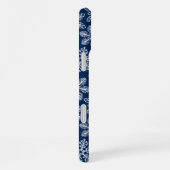 Schneeflocken in dunkelblau iPhone hülle (Rechte Seite)