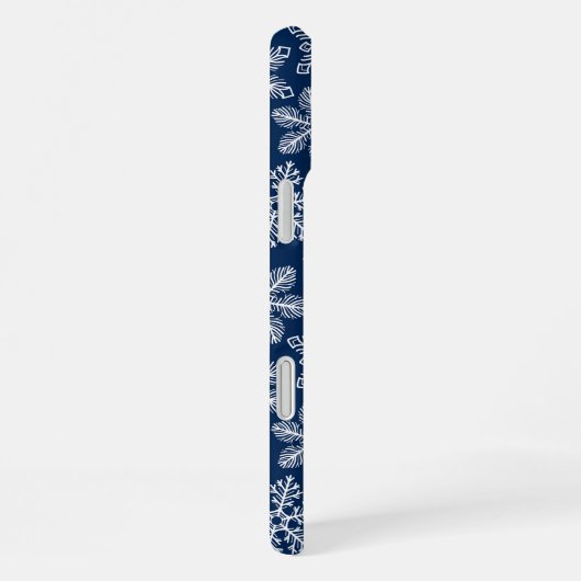 Schneeflocken in dunkelblau iPhone hülle (Rechte Seite)