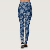 Schneeflocken in dunkelblau leggings (Rückseite)
