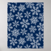 Schneeflocken in dunkelblau poster (Vorne)