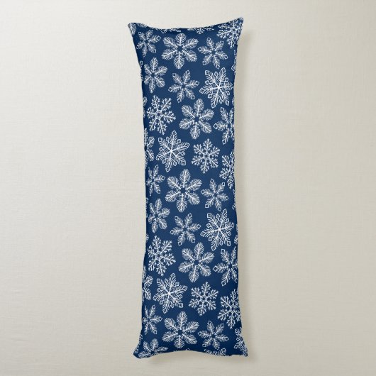 Schneeflocken in dunkelblau seitenschläferkissen (Rückseite (Vertikal))