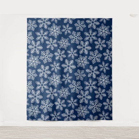 Schneeflocken in dunkelblau wandteppich (Vorderseite)