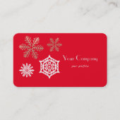 Schneeflocken in Gold und Weiß gegen Rot Visitenkarte (Vorderseite)