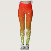 Schneeflocken in heißen tropischen Farben glänzen Leggings (Vorderseite)
