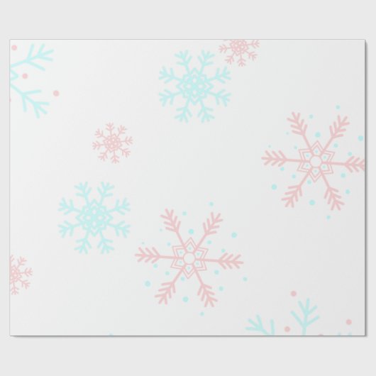 Schneeflocken in Rosa und Blau Geschenkpapier (Flach)
