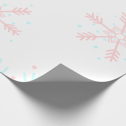 Schneeflocken in Rosa und Blau Geschenkpapier (Ecke)
