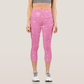 Schneeflocken in Rosa und Weiß & Punkte Capri Leggings (Vorderseite)