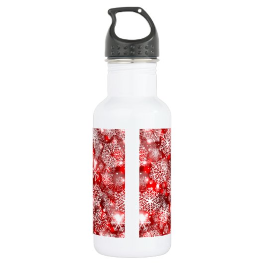 Schneeflocken in Rot Edelstahlflasche (Rückseite)