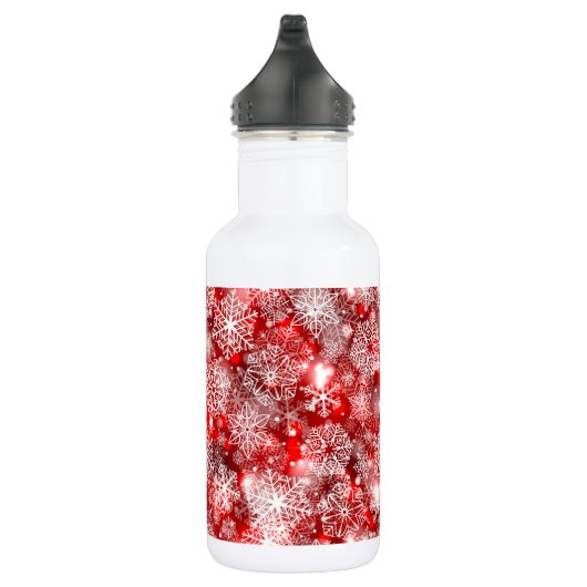 Schneeflocken in Rot Edelstahlflasche (Rechts)