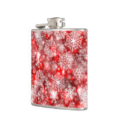 Schneeflocken in Rot Flachmann (Links)