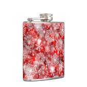 Schneeflocken in Rot Flachmann (Rechts)