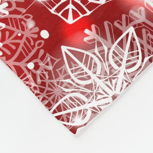 Schneeflocken in Rot Fleecedecke (Ecke)