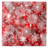 Schneeflocken in Rot Fliese (Vorderseite)