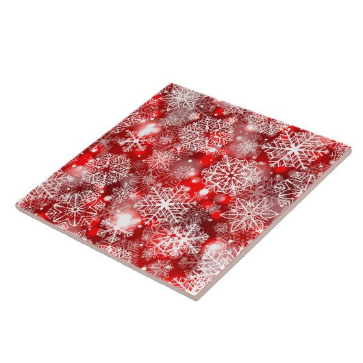 Schneeflocken in Rot Fliese (Seite)