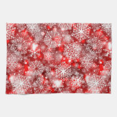 Schneeflocken in Rot Geschirrtuch (Horizontal)