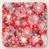 Schneeflocken in Rot Getränkeuntersetzer (Vorderseite)