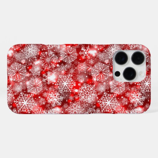 Schneeflocken in Rot iPhone Hülle (Rückseite (Horizontal))