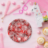 Schneeflocken in Rot Pappteller (Party)