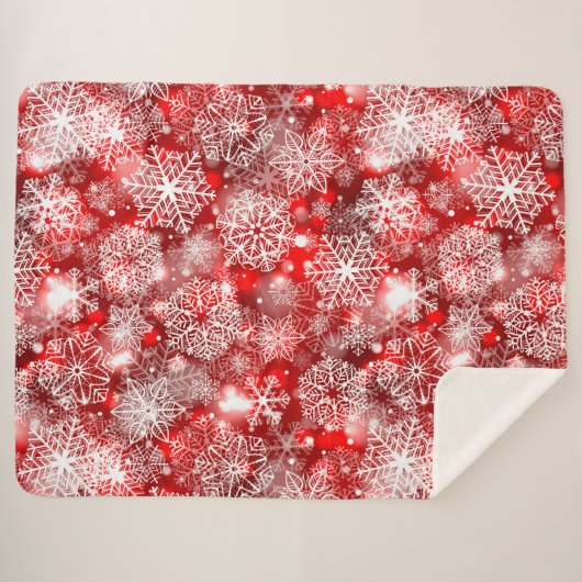 Schneeflocken in Rot Sherpadecke (Vorderseite (Horizontal))