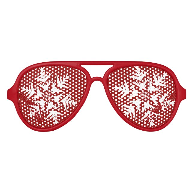 Schneeflocken in Rot Sonnenbrille (Vorderseite)