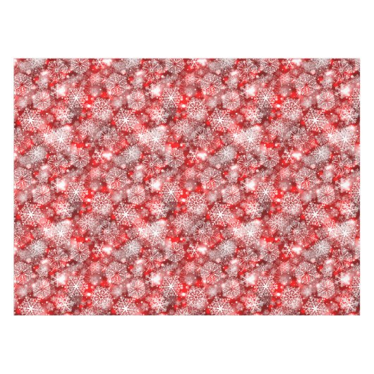 Schneeflocken in Rot Tischdecke (Vorderseite (Horizontal))