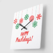 Schneeflocken in rot und grün drucken quadratische wanduhr (Winkel)