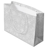 Schneeflocken in Silber | Große Weihnachtsgeschenk Geschenktüte (Rückseite Schrägansicht)