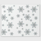Schneeflocken in Silberweiß und Blau in Weiß Geschenkpapier (Flach)