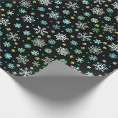Schneeflocken in verschiedenen Farben formen elega Geschenkpapier (Ecke)