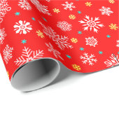 Schneeflocken in verschiedenen Formen festlich ele Geschenkpapier (Rolleneckpunkt)