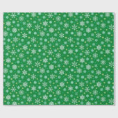 Schneeflocken in verschiedenen Formen grün festlic Geschenkpapier (Flach)