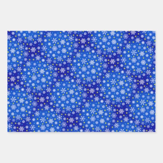 Schneeflocken in verschiedenen Formen rot blau ele Geschenkpapier Set (Vorderseite 3)