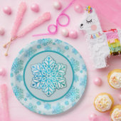 Schneeflocken Iridescent Blue Pappteller (Party)